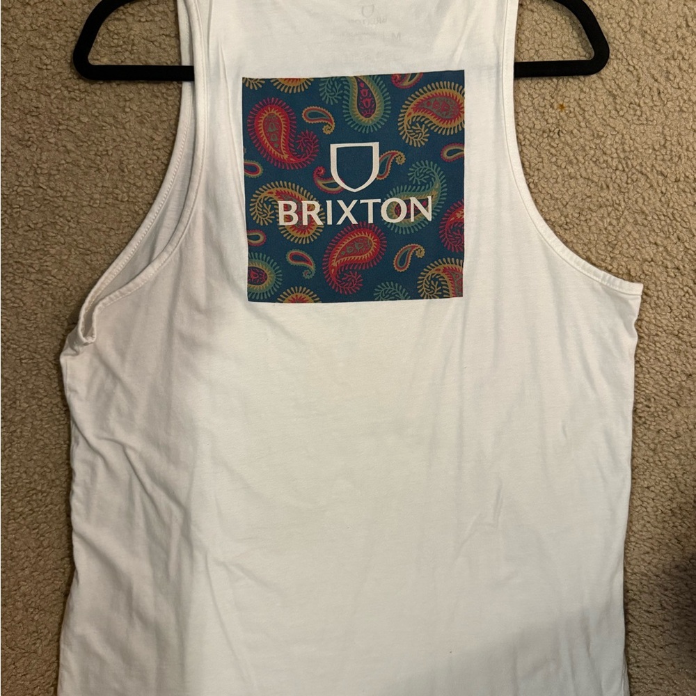 Brixton White Tank with Paisley Pocket